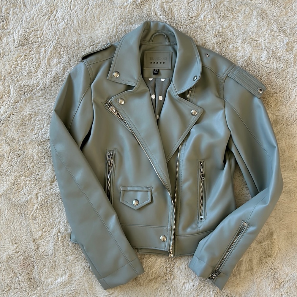 Blank NYC sage green faux leather jacket size xs never worn